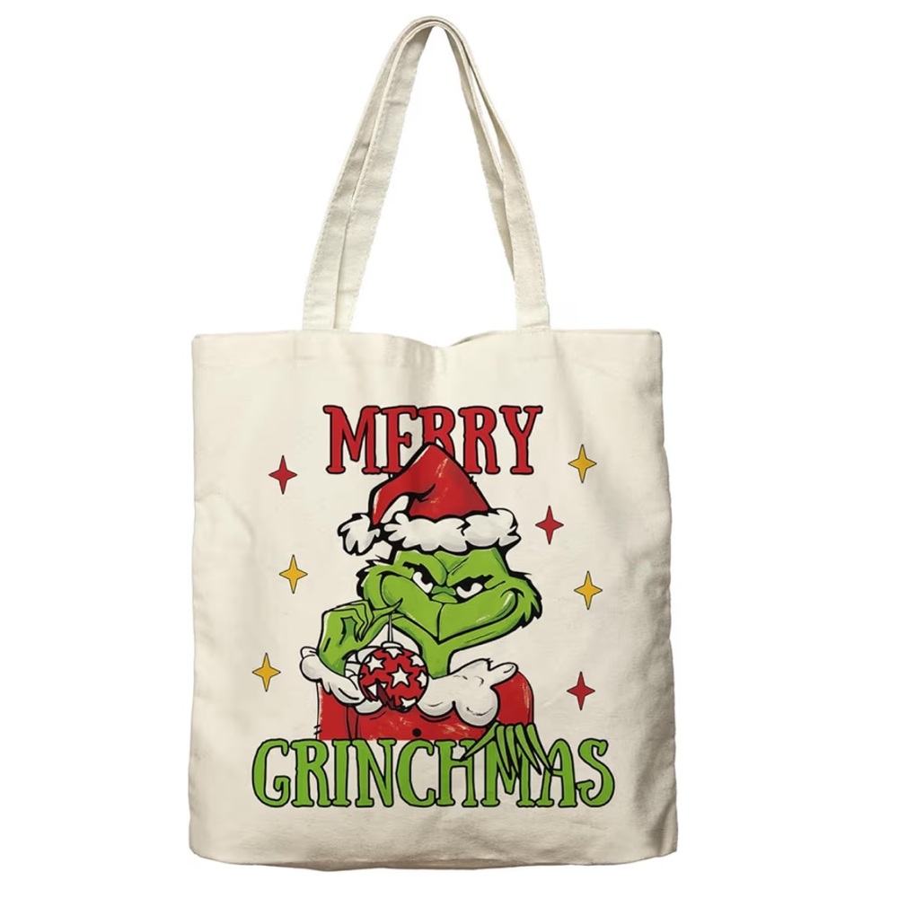 🆕 "The Grinch "Canvas Tote Bag For Women Merry Grinchmas Tote Bag